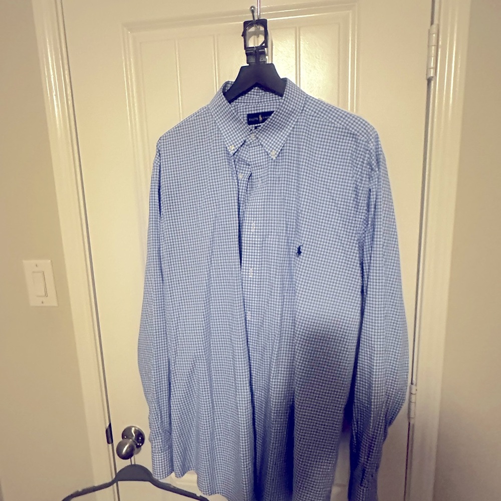 Ralph Lauren Blue Gingham Dress Shirt
